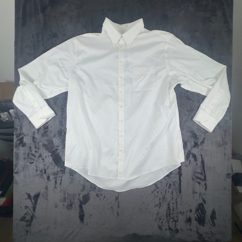 Merona Button Down Shirt Mens XXL White Long Sleeve Cotton Pocket 4927